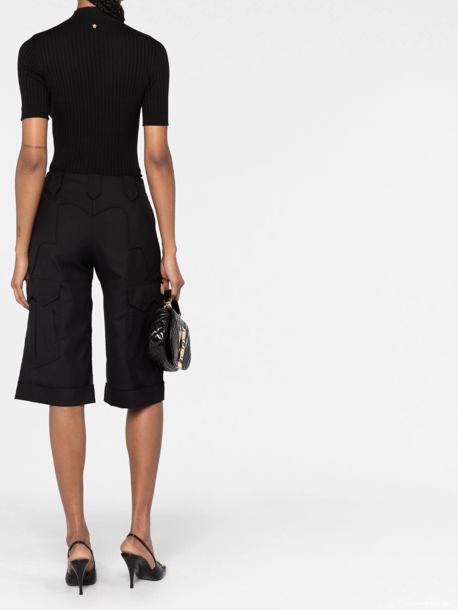 Affordable Versace ribbed-knit top Women short-sleeve 0521